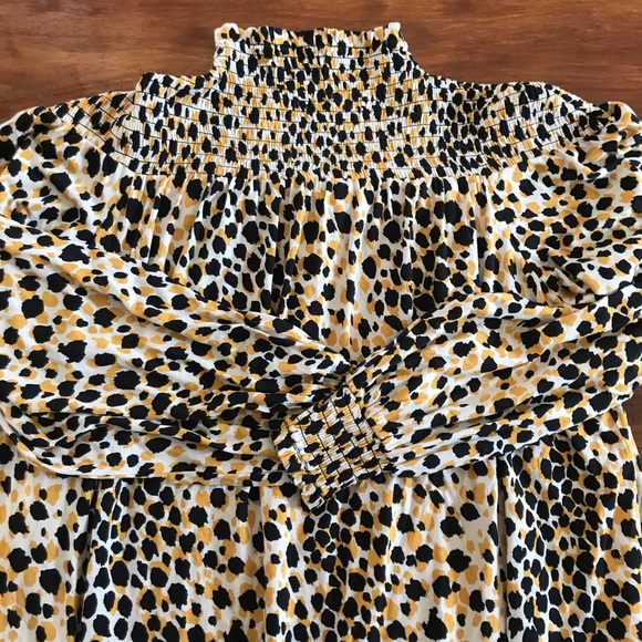 Ann Taylor mock neck smocked leopard print dress XS - Picture 5 of 7